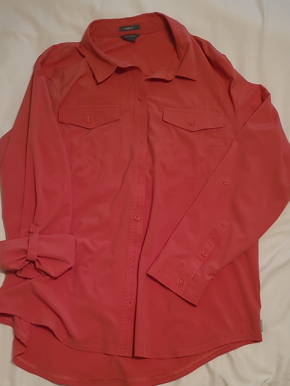 Eddie Bauer Women's Coral-Pink Button Down Shirt